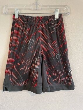 Black, Red & White Dynamic Print Athletic Shorts